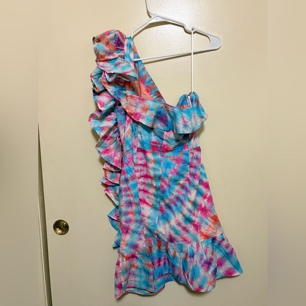Colorful One Shoulder Tie-Dye Dress - Picture 2 of 5